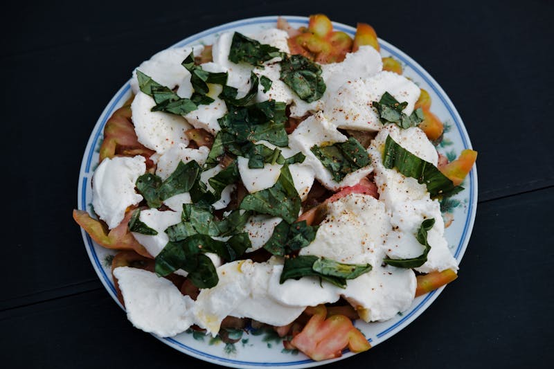 Burrata salad with heirloom tomatoes and fresh basil