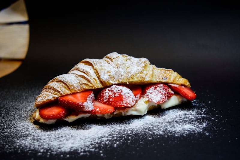 Nutella calzone dessert with powdered sugar