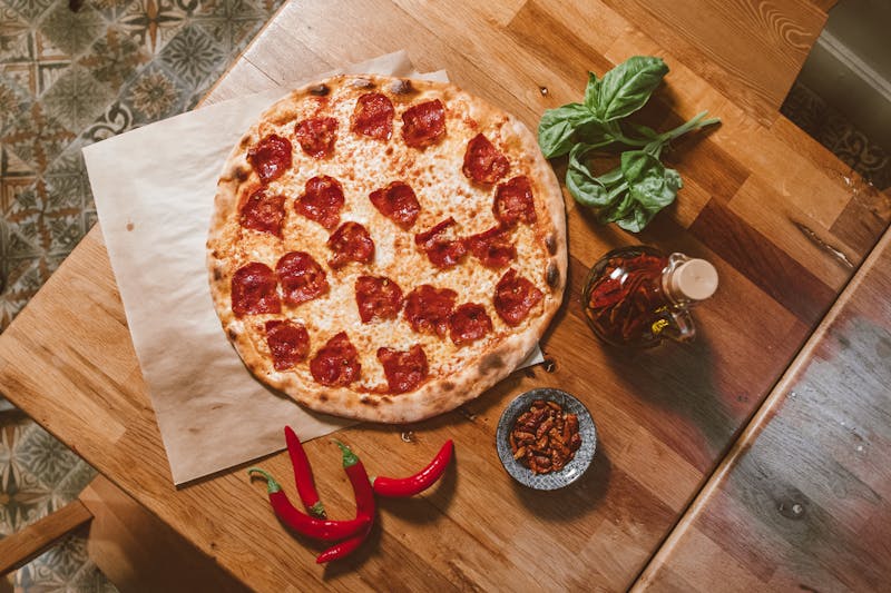 Spicy Diavola pizza with calabrese salami and chili